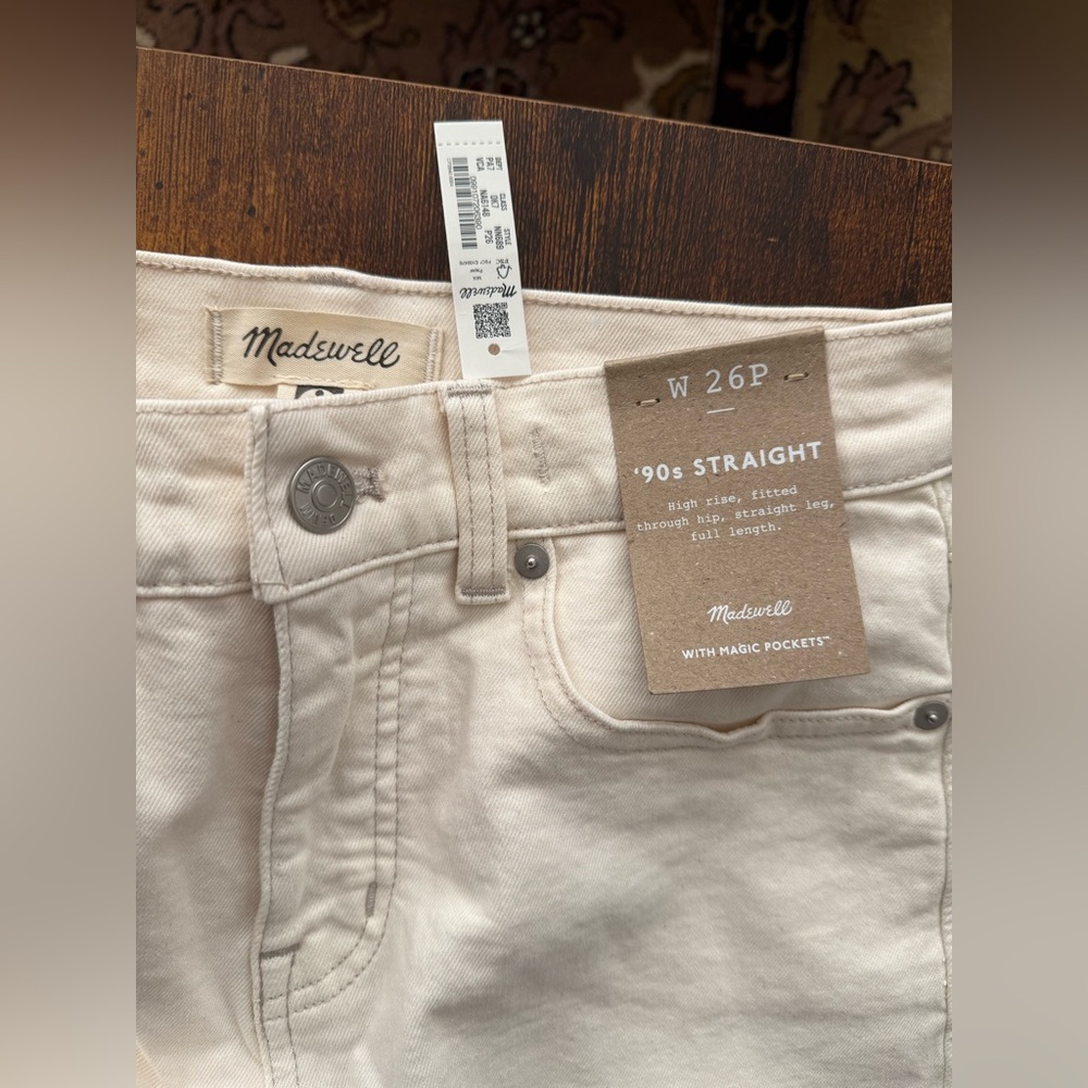 Madewell 26P 90s straight Jean in vintage canvas NWT